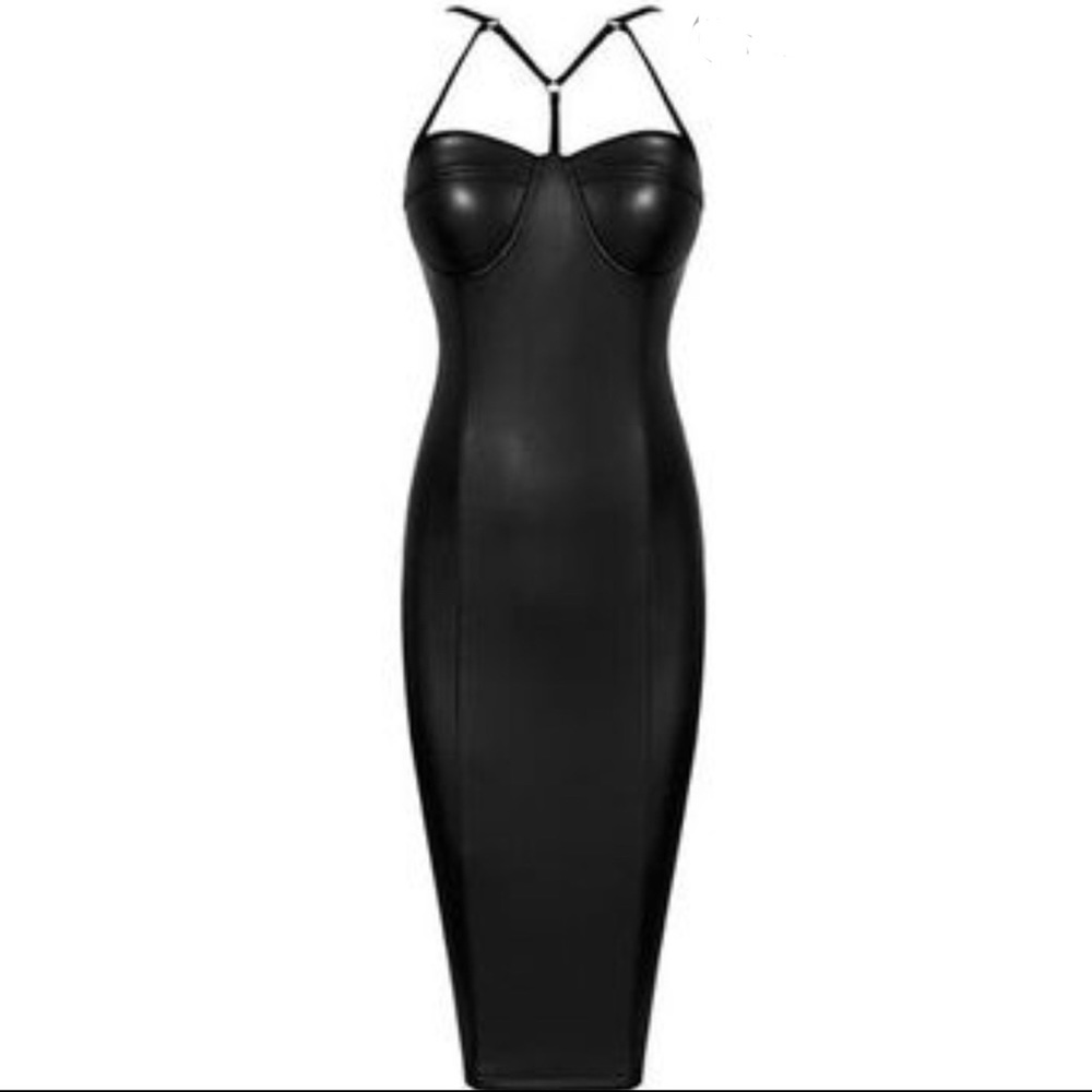 Pia Leatherette Dress Black Size US S